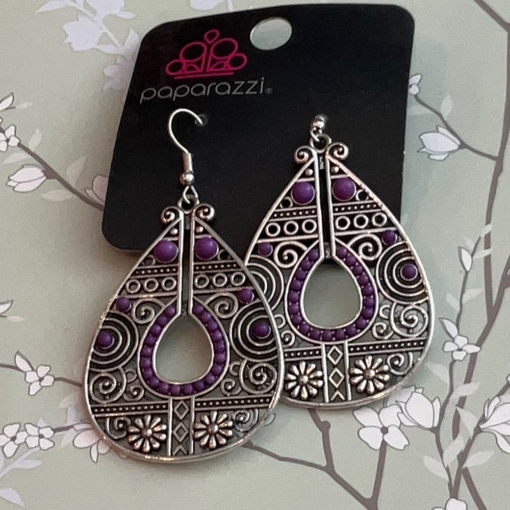 ❄️ Paparazzi | Purple and Silver Filigree Earrings Southwestern Boho
